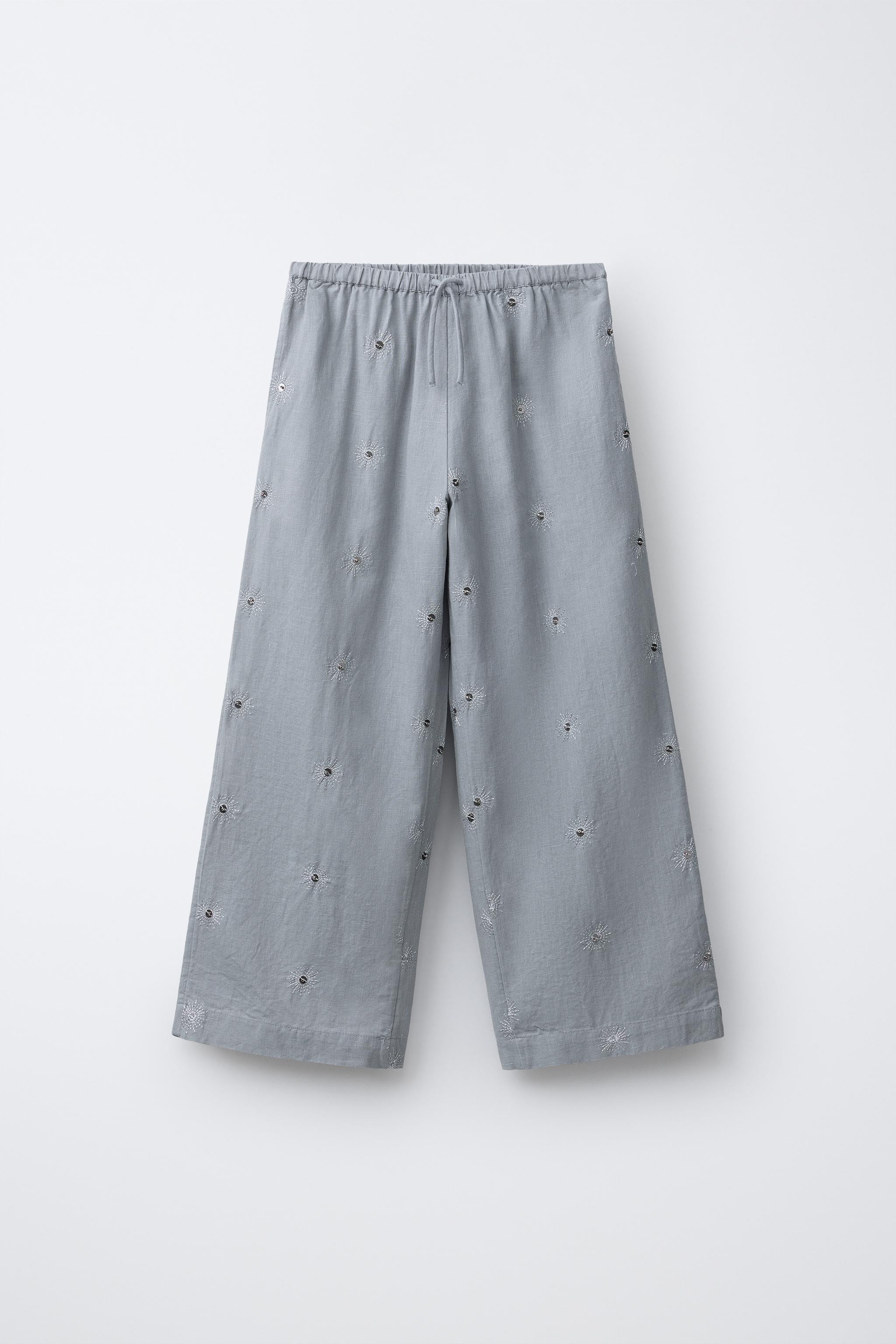 PANTALON PAILLETTES AVEC COTON ET LIN